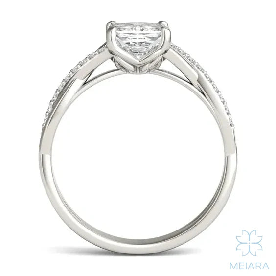 Eve Princess Twisted Side-Stone Engagement Ring