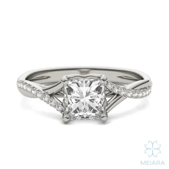Eve Princess Twisted Side-Stone Engagement Ring