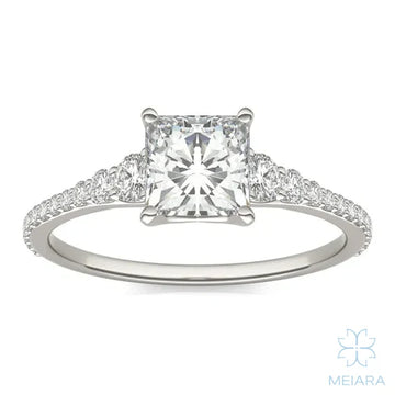 Eve Princess Graduated Side-Stone Engagement Ring