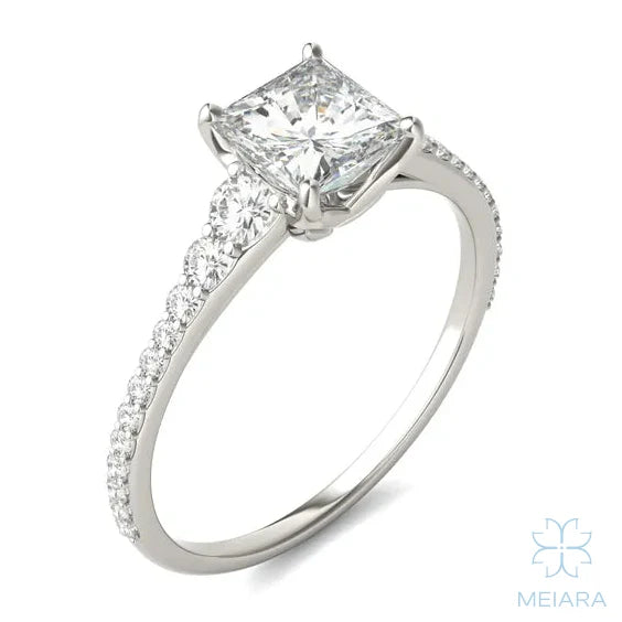Eve Princess Graduated Side-Stone Engagement Ring