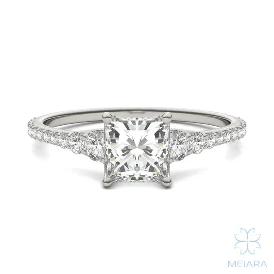 Eve Princess Graduated Side-Stone Engagement Ring