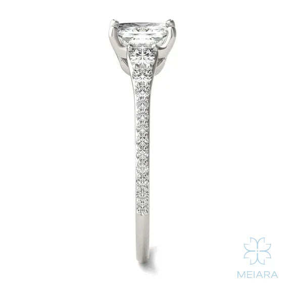 Eve Princess Graduated Side-Stone Engagement Ring