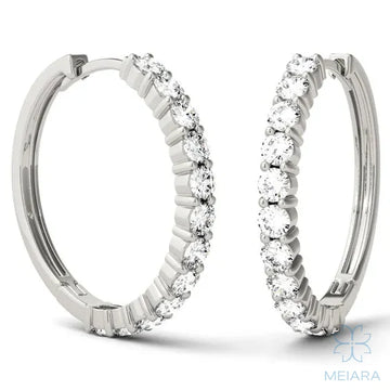 Eve Classic Radiant Shared Prong Hoop Earrings