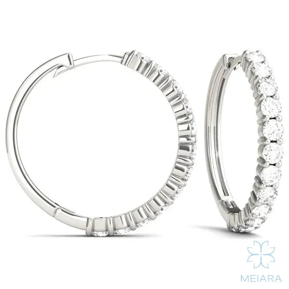 Eve Classic Radiant Shared Prong Hoop Earrings