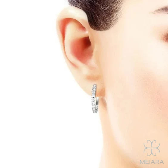 Eve Classic Radiant Shared Prong Hoop Earrings