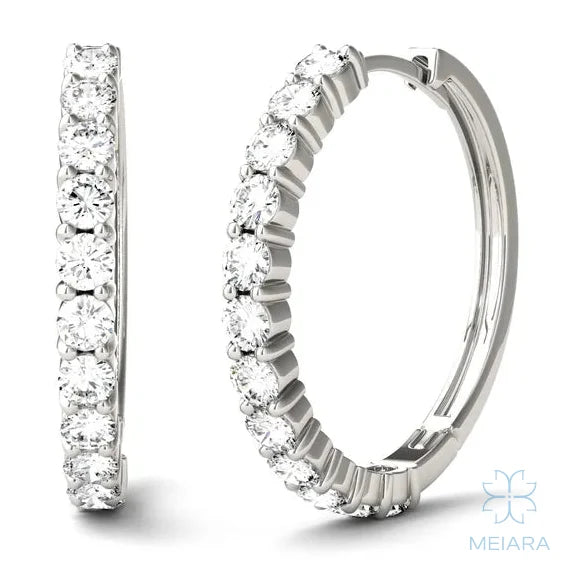 Eve Classic Radiant Shared Prong Hoop Earrings
