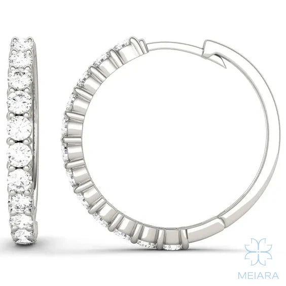 Eve Classic Radiant Shared Prong Hoop Earrings