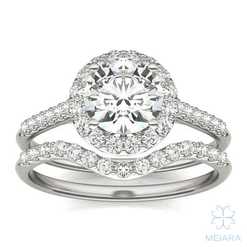 Iris Round Accented Halo Bridal Set