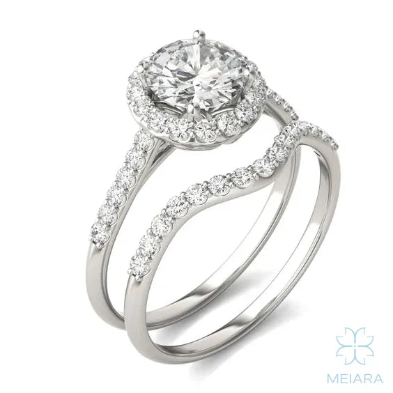 Iris Round Accented Halo Bridal Set