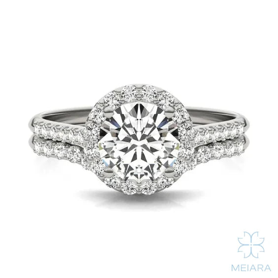 Iris Round Accented Halo Bridal Set