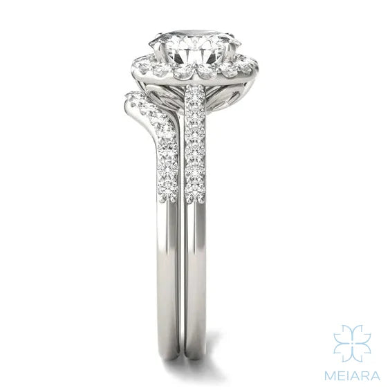 Iris Round Accented Halo Bridal Set