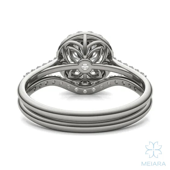 Iris Round Accented Halo Bridal Set