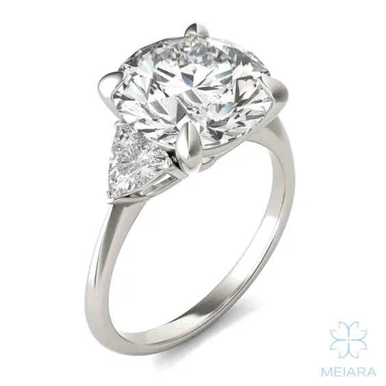 Eve Round Brilliant Claw Prong Three-Stone Ring