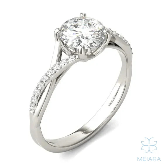 Eve Round Twisted Side-Stone Engagement Ring