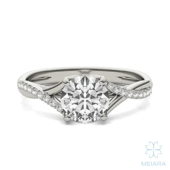 Eve Round Twisted Side-Stone Engagement Ring