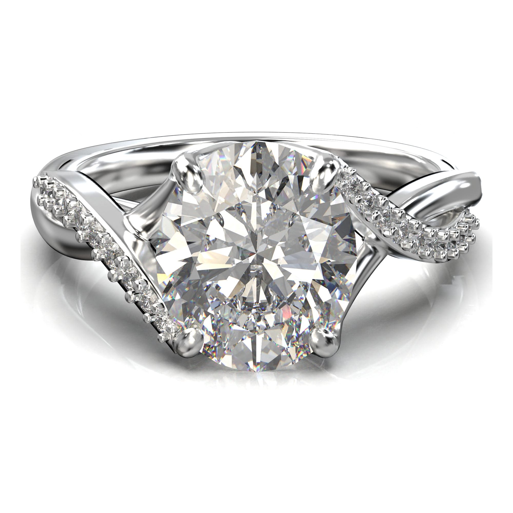 Eve Round Twisted Side-Stone Engagement Ring