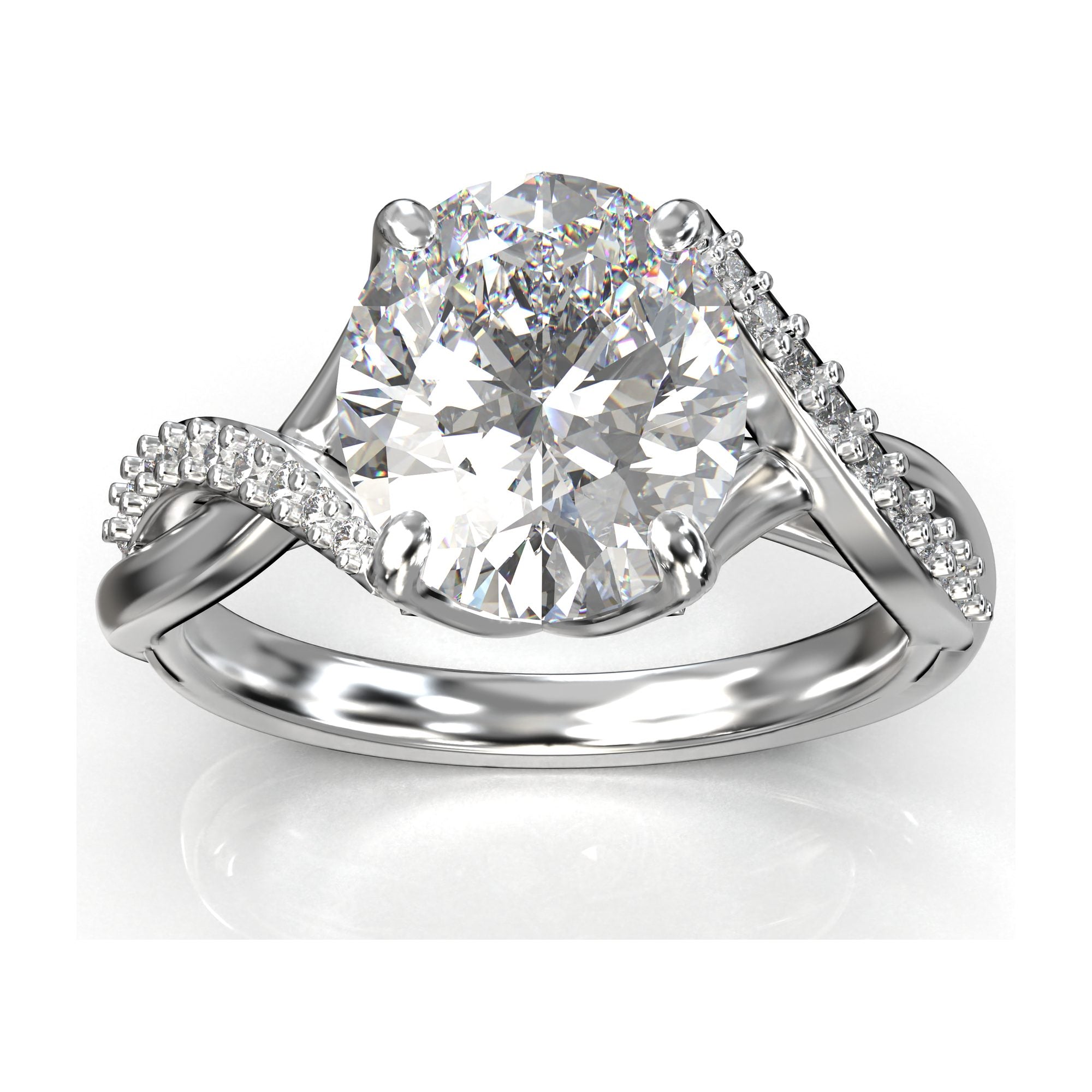 Eve Round Twisted Side-Stone Engagement Ring