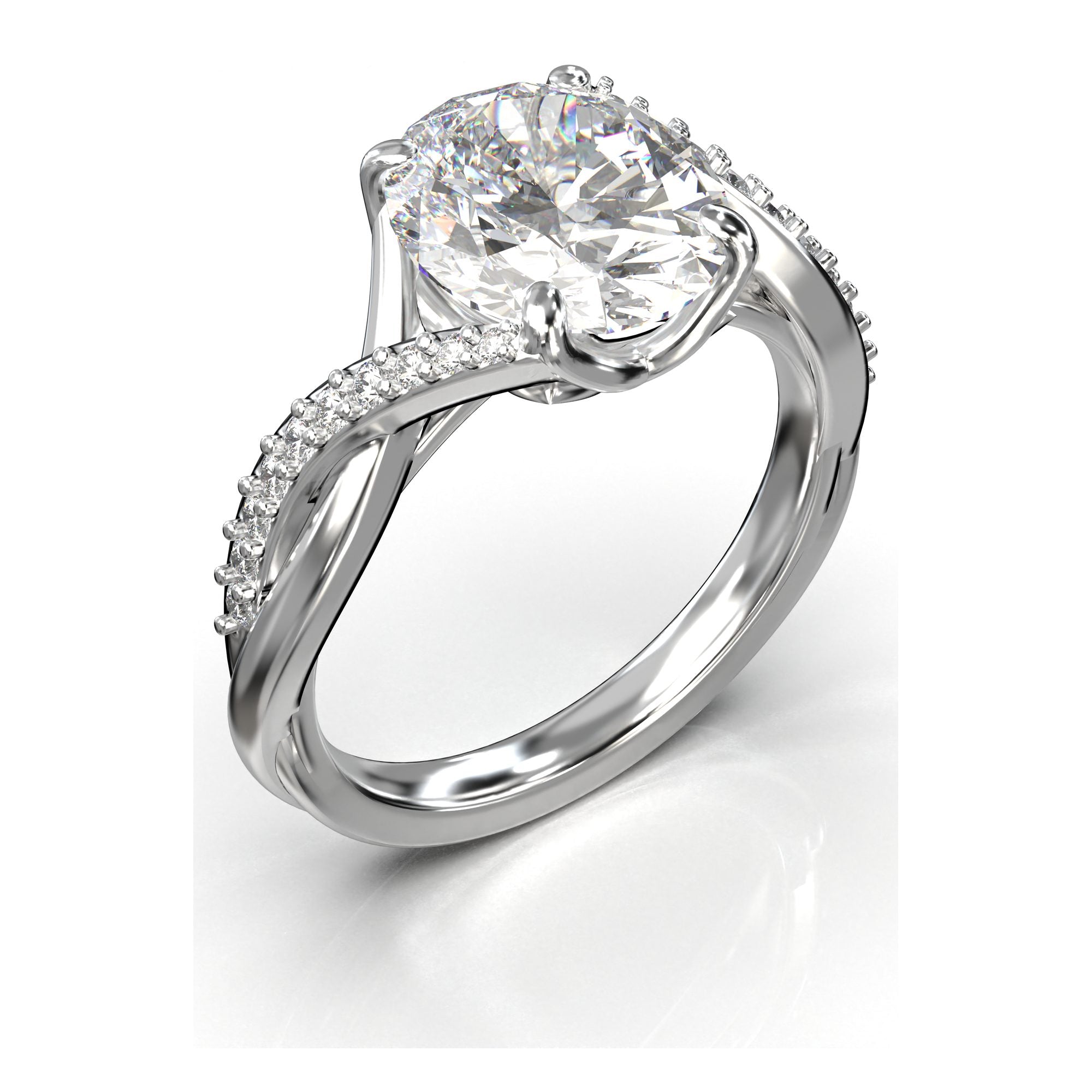 Eve Round Twisted Side-Stone Engagement Ring