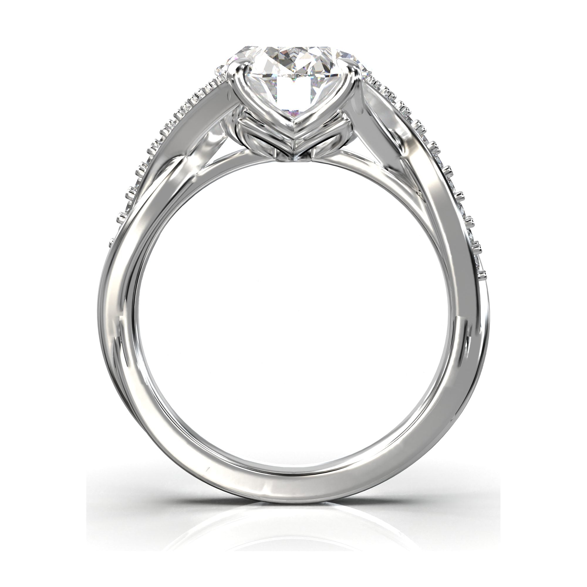 Eve Round Twisted Side-Stone Engagement Ring