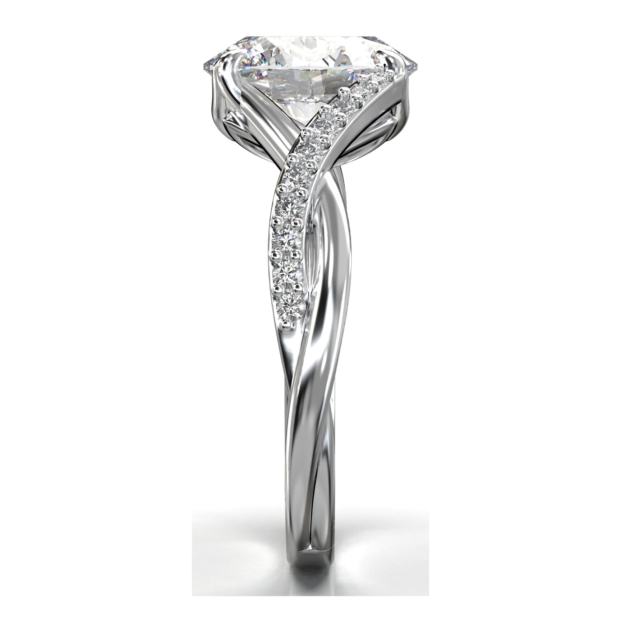 Eve Round Twisted Side-Stone Engagement Ring