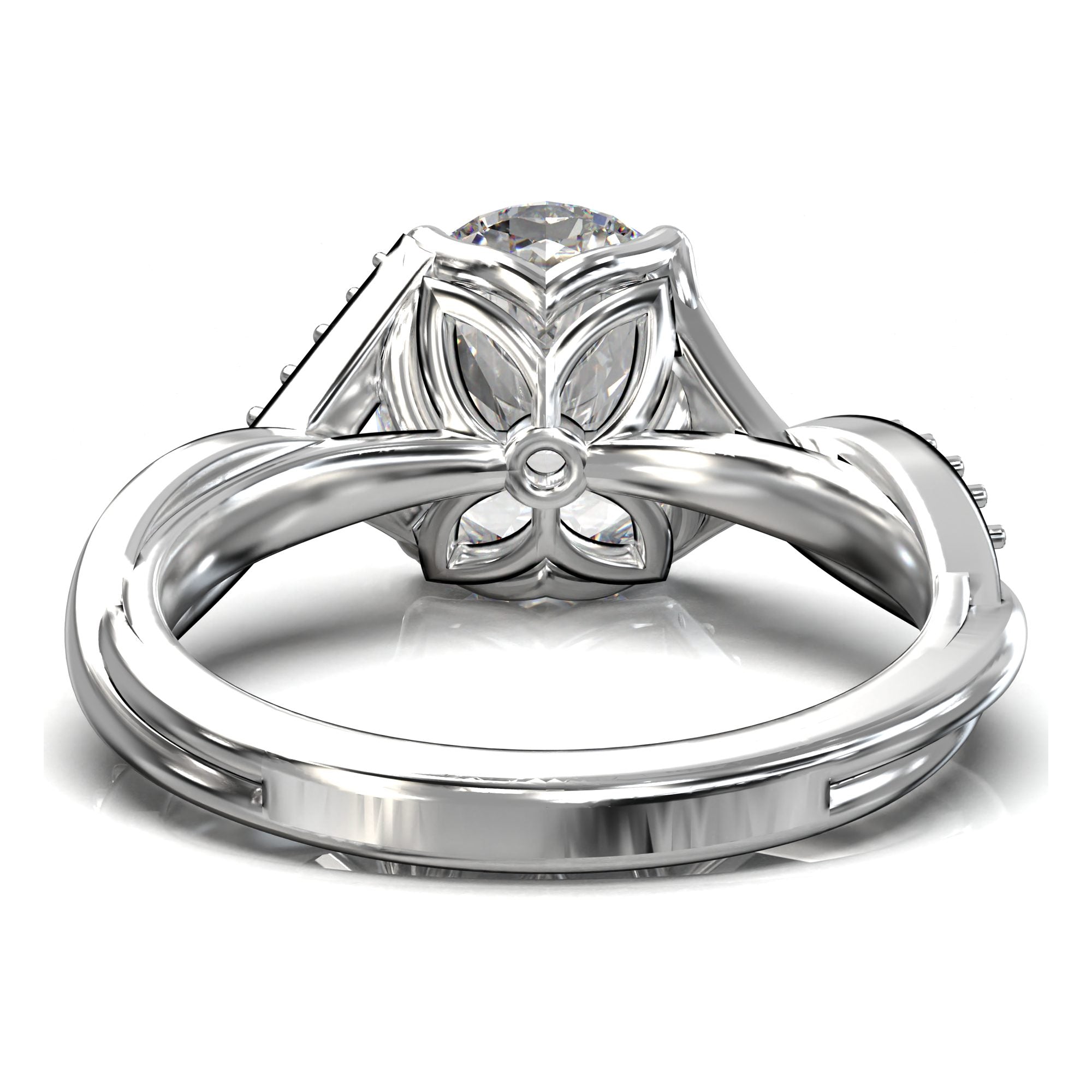 Eve Round Twisted Side-Stone Engagement Ring