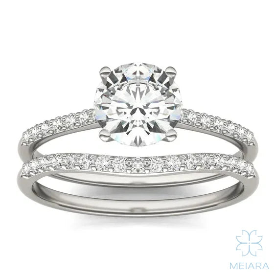 Eve Round Sleek Stylish Side-Stone Bridal Set