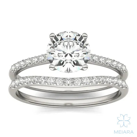 Eve Round Sleek Stylish Side-Stone Bridal Set