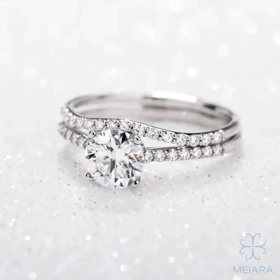 Eve Round Sleek Stylish Side-Stone Bridal Set