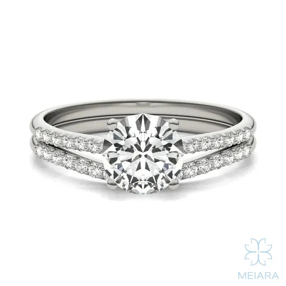 Eve Round Sleek Stylish Side-Stone Bridal Set