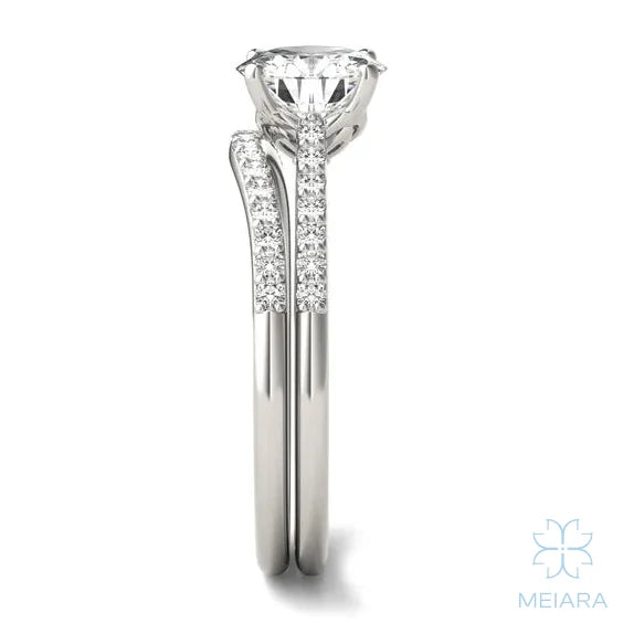Eve Round Sleek Stylish Side-Stone Bridal Set