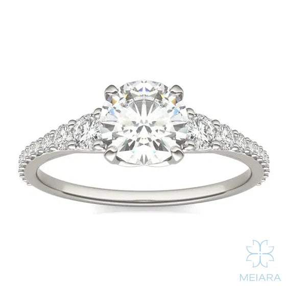 Eve Round Graduated Side-Stone Engagement Ring