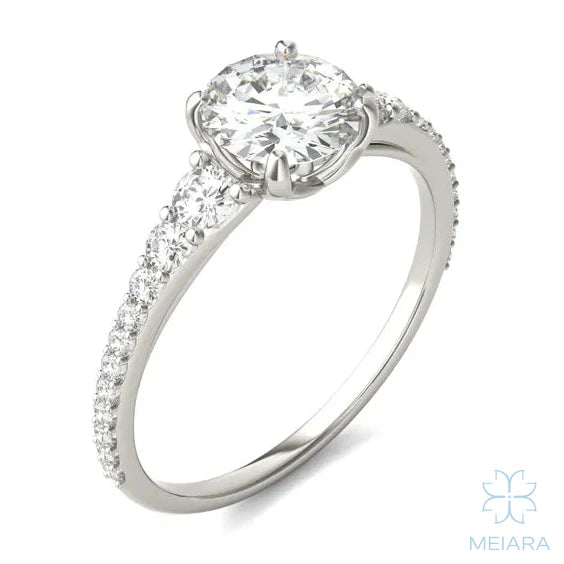 Eve Round Graduated Side-Stone Engagement Ring