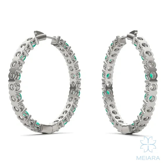 Eve Emerald Alternating Hoop Earrings