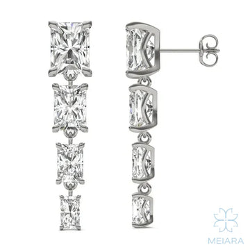 Radiant Four Stone Drop Earrings - view 1