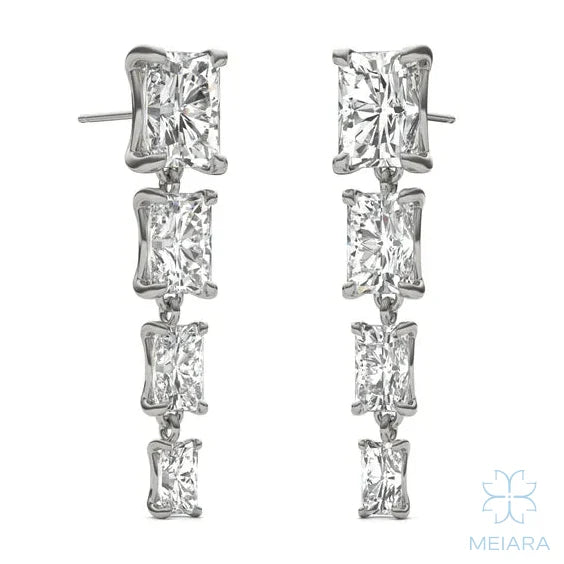 Radiant Four Stone Drop Earrings - view 4