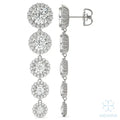 Iris Round Five Stone Halo Drop Earrings