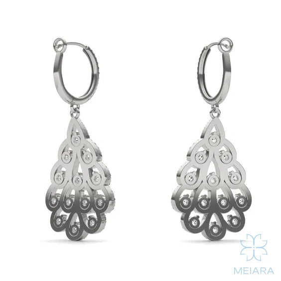 Pavone Feather Drop Earrings - view 5