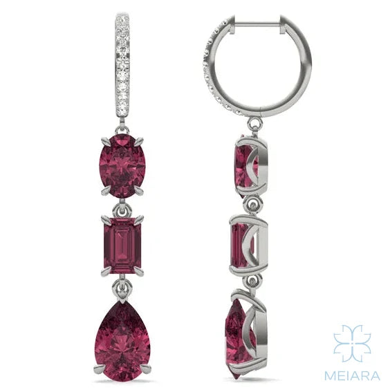 Solis Ruby Rio Three Stone Drop Earrings