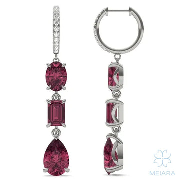 Solis Ruby Rio Three Stone Drop Earrings