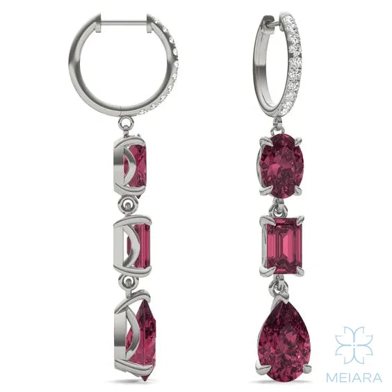 Solis Ruby Rio Three Stone Drop Earrings