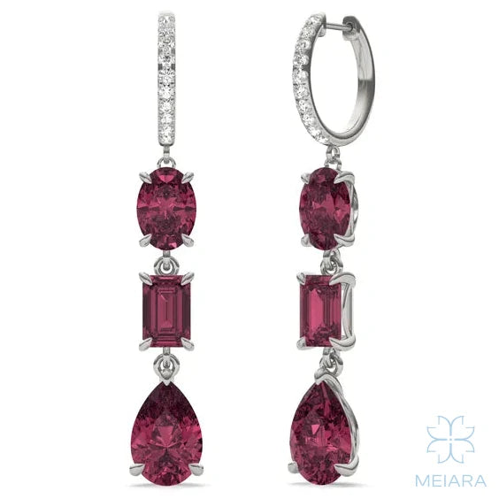 Solis Ruby Rio Three Stone Drop Earrings