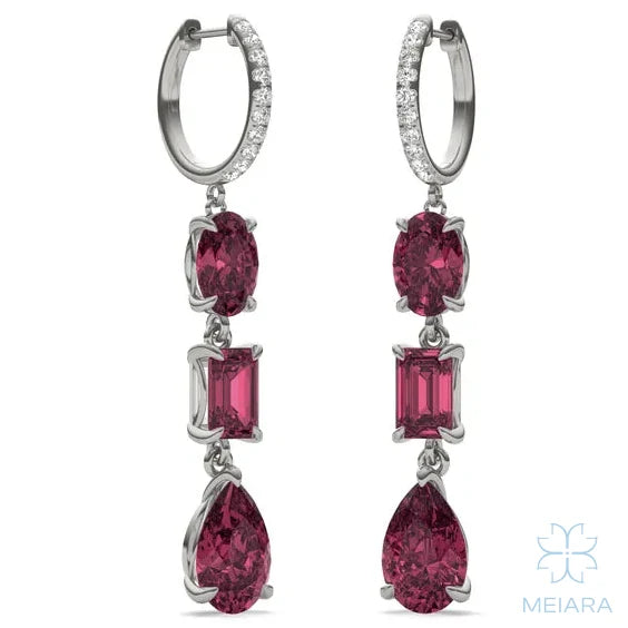 Solis Ruby Rio Three Stone Drop Earrings