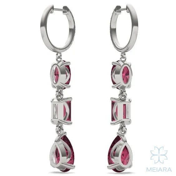 Solis Ruby Rio Three Stone Drop Earrings