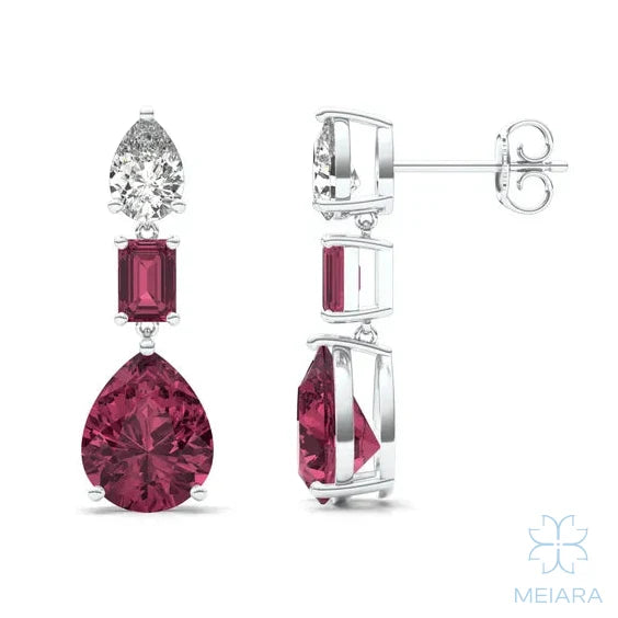 Solis Ruby Cascade Drop Earrings