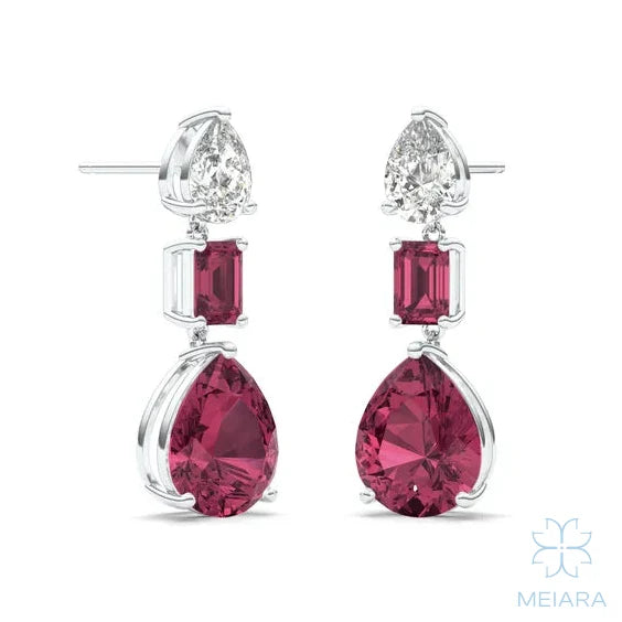 Solis Ruby Cascade Drop Earrings