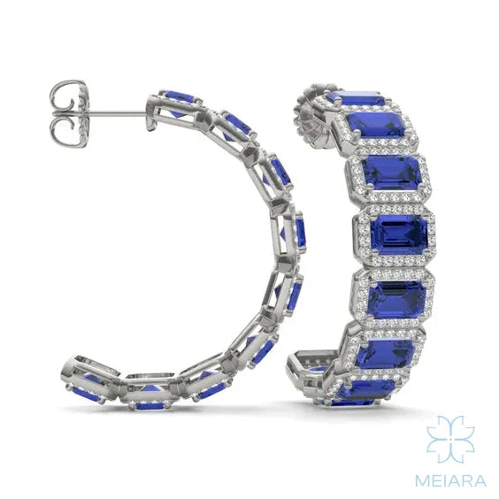 Iris Sapphire Halo Hoop Earrings