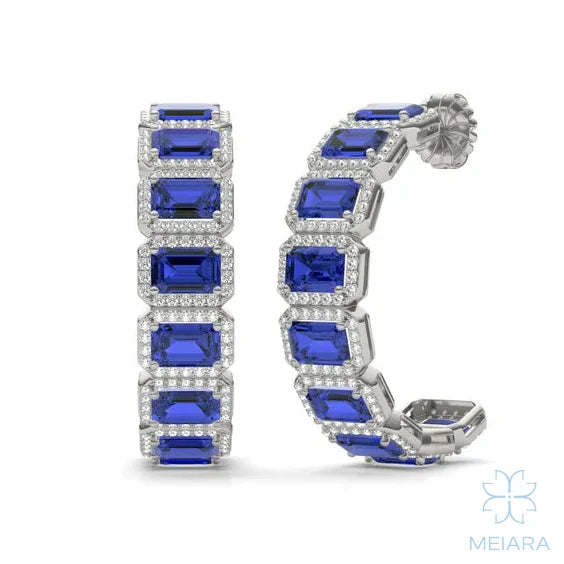 Iris Sapphire Halo Hoop Earrings