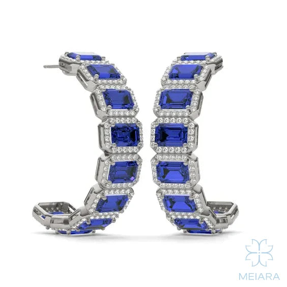 Iris Sapphire Halo Hoop Earrings