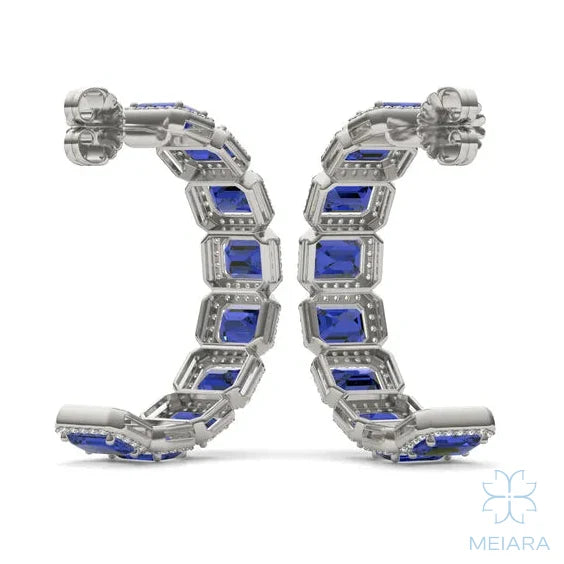 Iris Sapphire Halo Hoop Earrings