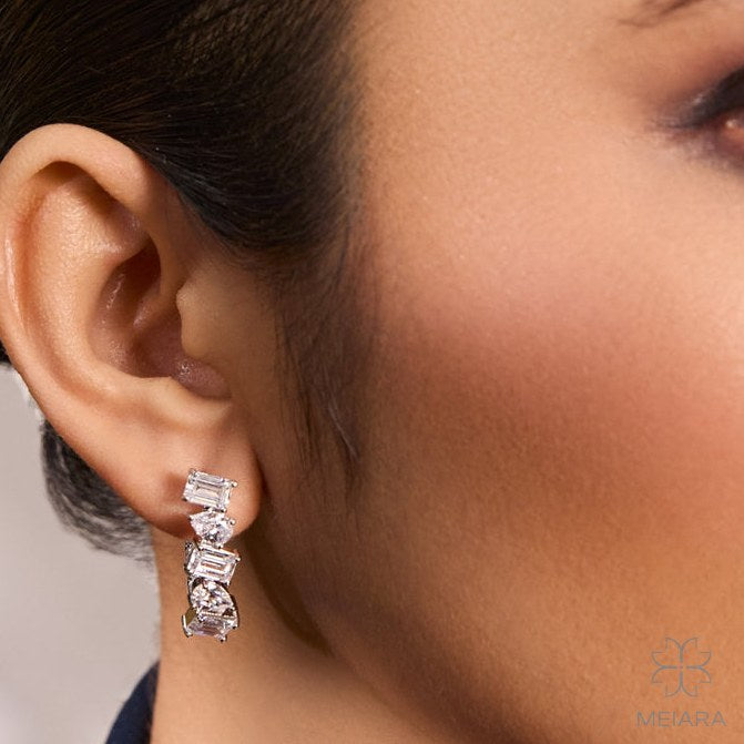 Aria Drop and Emerald Cut Hoop Earrings